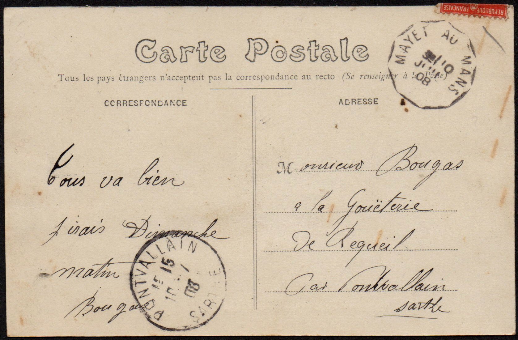Courrier-Convoyeur-Ligne Railway La Fleche au Mans PLUS tramway Mayet au Mans